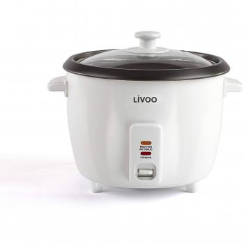 LIVOO Feel good moments - Cocina de arroz con Capacidad de 1,5 litros, Revestimiento Antiadherente, función de Mantenimiento del Calor, 500 vatios. DOC111 Blanco