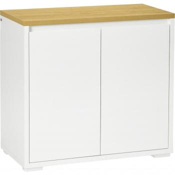 Aparador Miary Homcom 2 puertas + 1 estante ajustable blanco 75x80x37 cm
