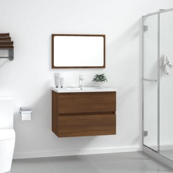 Conjunto de muebles de baño 2 piezas marrón madera roble multicapa