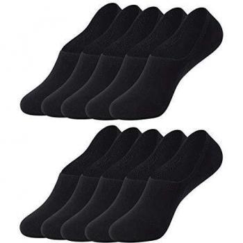Falechay Calcetines Invisibles Tobilleros Mujer Hombre 10 pares Cortos Calcetin Negro 43-46