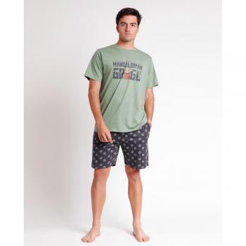 Pijama corto de hombre Disney Mandalorian Grogu verde