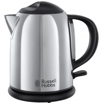 Russell Hobbs Chester - Hervidor de agua compacto, 1l, resistencia oculta, 2200 W, acero inoxidable brillante y negro - ref. 20190-70
