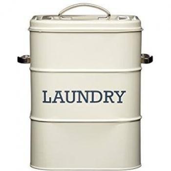 KitchenCraft Laundry Storage Tin - Recipiente de almacenamiento para ropa con diseño vintage en color crema