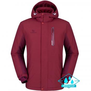 CAMEL CROWN Chaqueta Impermeable con Capucha para Hombre, A Prueba de Viento Chaqueta de Esquí con Forro Polar, Jacket Invierno para Montaña Cámping Viajes Snowboard Deportes Múltiples Bolsillos