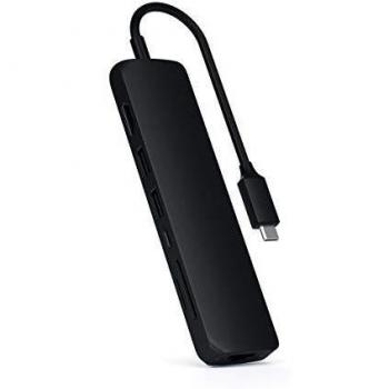 Satechi USB-C Slim Multi-Port with Ethernet Adapter - 4K HDMI, Gigabit Ethernet, USB-C PD Charging - Compatible with 2020 MacBook Pro/ Air M1