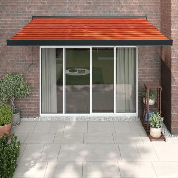 Cortina Retráctil de Tela y Aluminio Marrón y Naranja 3,5x2,5 m