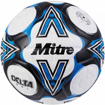 Mitre Balón Fútbol Delta One, Adultos Unisex, Blanco/Negro/Azul (Multicolor), Tamaño 5