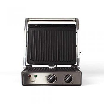 Livoo DOC221 - Parrilla para carne y panini Sandwichs | Termostato ajustable | Función plancha | Placas extraíbles con revestimiento antiadherente | 2000 W
