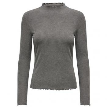 Only Emma Women's High Neck Long Sleeve Top - Dark Gray XS