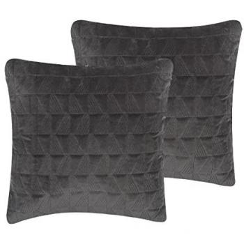 Conjunto de 2 cojines decorativos de algodón gris con patrón geométrico 45 x 45 cm