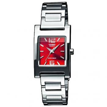Reloj Analógico de Mujer Casio LTP-1283PD-4A2 con Dial Rojo y Correa Metálica de Latón
