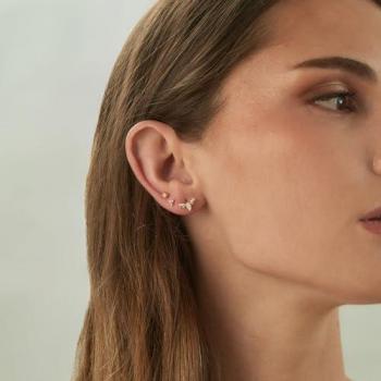 Piercing Tragús Earcandy Princesse en Plata 925 con Baño de Oro Amarillo 18k y Circonitas Blancas