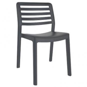 Silla Wind Gris 04562.4X - Silla de diseño moderno, estructura de metal, tapizado en tejido gris resistente, patas antideslizantes, ideal para interiores y exteriores, fácil de limpiar y mantener