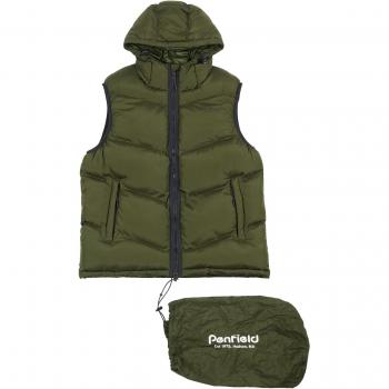 Quilted Hooded Vest with Angle Penfield Hudson Script Ripstop