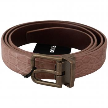 Dolce & Gabbana Beige Exotic Skin Gold Buckle Leather Belt - 105 cm / 42 Inches