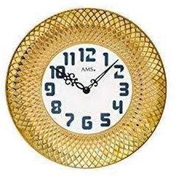 Reloj de Pared AMS 9615, Quarzo, Cerámica, Ideal para Sala, Comedor, Cocina y Oficina