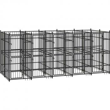 vidaXL Outdoor Dog Kennel Steel 9.22 m²
