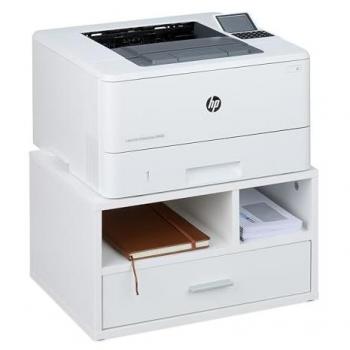 Soporte de Impresora Blanco con Cajón y 2 Estantes, Organizador de Escritorio para Scanner, 22 x 40 x 30 cm - Relaxdays