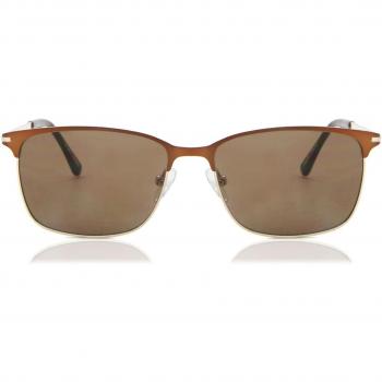 SmartBuy Collection Rectangle Full Rim Metal Men's Prescription Sunglasses Brown Size 54