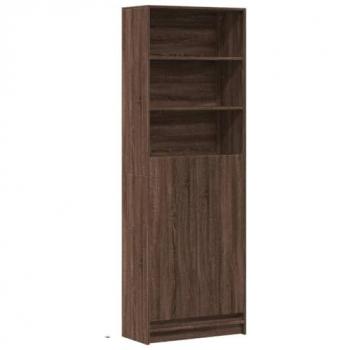 Aparador con LED de madera ingeniería marrón roble 69x32,5x200 cm