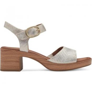 Sandalia Cómoda Jana 1 Comfort para Mujer en Tejido Oro con Tira Tobillera