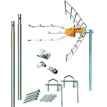 TECNOVOZ Kit Antena Televes 5G + Fuente 24V + 2 Mástiles 1.5m + Garras + Conexiones