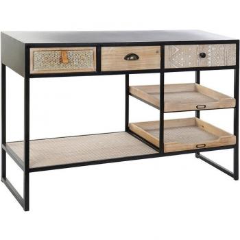 Consola Home ESPRIT Marrón Negro Madera Metal 120 x 38 x 80 cm