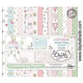 Papel Scrapbooking 30x30 cm Y Por Fin Llegaste Tú Niña - 24 Hojas, Bebé Niña, Dayka Trade