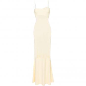 Jacquemus Women's La Robe Fino Long Dress in Yellow, Size 36, Style Number 241KN432