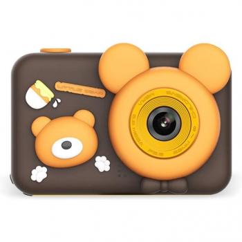 Cámara digital para niños DAM diseño Oso, fotos 26mpx, video FHD, pantalla 2 pulgadas, incluye trípode con función grip, dimensiones 8x5x6.2 cm