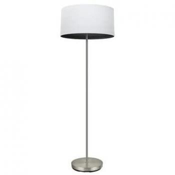 Pie de salón Tatiana 1xe27 Níquel/Blanco con Madera Negra 162x40x40 cm