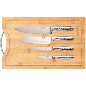 Set de 4 Cuchillos de Cocina y Tabla de Cortar de Bambú San Ignacio