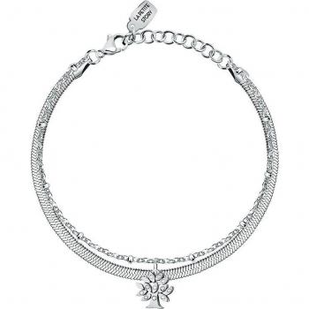 Pulsera Family de acero plateado La Petite Story con 2 cadenas y árbol de la vida, tamaño ajustable de 16+3 cm