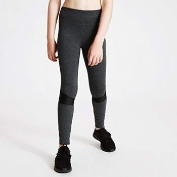 Dare2B Trendsetter-Leggings Deportivos Elásticos, Tejido Ligero De Secado Rápido, Costuras Planas Y Paneles De Malla Trousers, Niñas, Charcoal Grey, 15-16