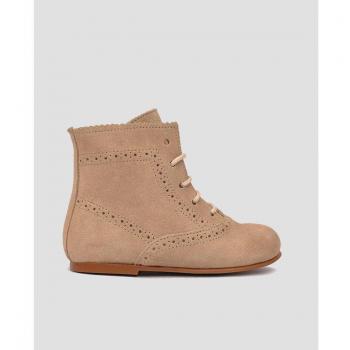 Botas de bebés en serraje camel con cierre de cordones - Mr. Mac Shoes