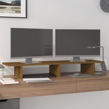 Soporte para Monitor Elevador de Madera Maciza de Pino en Color Blanco, Gris y Marrón Miel - Dimensiones 100x27x15 cm