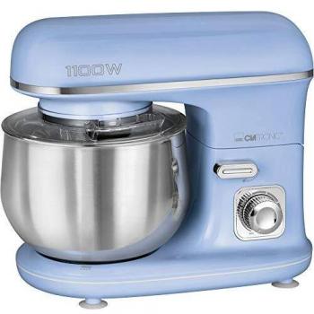 Clatronic KM 3711 - Batidora amasadora repostería capacidad de 5 litros, velocidad regulable electrónica, 1100 W serie Rock & Retro estilo vintage, azul pastel