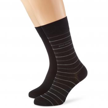 BOSS Hugo Boss Twopack Fine Stripe, Calcetines Hombre, Negro