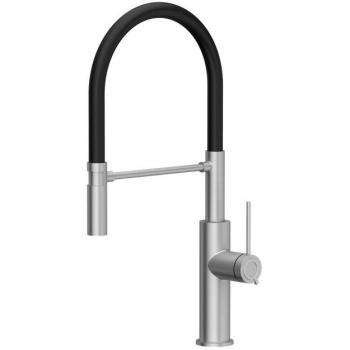 Grifo de cocina extraíble Quadron Gemma Q Line con spout móvil / acero / manguera negra