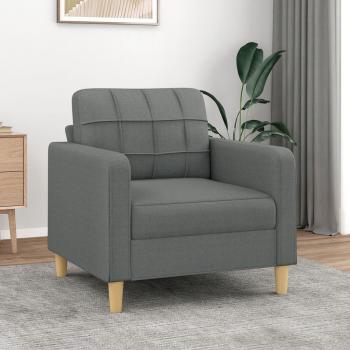 Sillón de Tela Gris Oscuro 60 cm con estructura resistente, tapizado en tela suave y duradera, diseño moderno y elegante, ideal para decoración de interiores