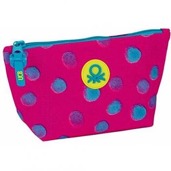 Benetton- Neceser, Color Rosa/Verde, 23 cm
