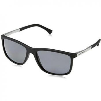 Emporio Armani Men's 0EA4058 506381 58 Sunglasses, Black Rubber/Polargrey