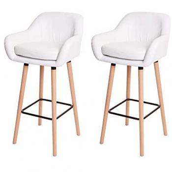 Juego de 2 Taburetes de Bar Malmö T381 - Polipiel Blanco - Confortables y Diseño Moderno
