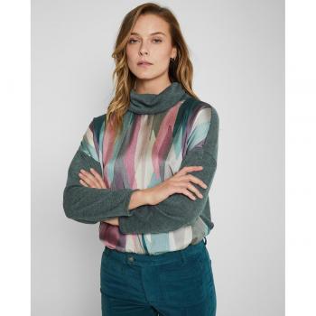 Camiseta de mujer de manga larga con estampado abstracto