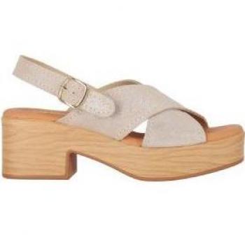 Chika10 Sandalia Plataforma de Piel Hachi 02 Oro/Gold
