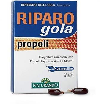 Naturando - Riparo Gola Propoli 20 Cápsulas Gelatinosas - Complemento Alimenticio Útil para la Salud de la Garganta y de la Faringe