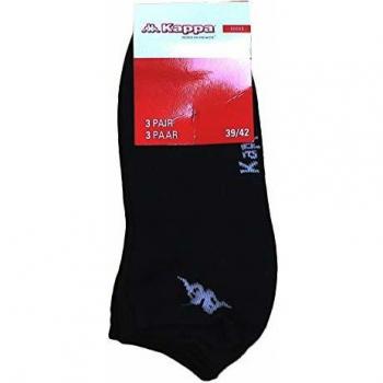 Kappa T293-1-H 43/45 Set 3 Pares Calcetines Tobilleros, Blanco, Negro, Adultos Unisex