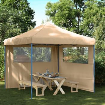 Tienda de fiesta plegable Pop-Up con 2 paredes laterales color Burdeos, Terracota y Beige
