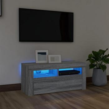Mueble de TV con luces LED gris Sonoma 90x35x40 cm vidaXL