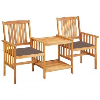 Sillas de jardín con cojines y mesa de café en Acacia sólida